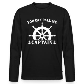Kapitän Call Me Captain - T-shirt manches longues Premium bio Homme - noir - Devant - Nico (187cm)