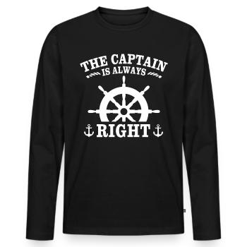 Captain Sprüche is right - Men's Premium Organic Long Sleeve Shirt - black - Front - Nico (187cm)