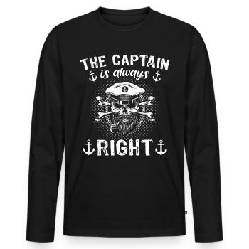 Kapitän Hat Immer Recht Captain - Männer Premium Bio Langarmshirt - Schwarz - Vorne - Nico (187cm)