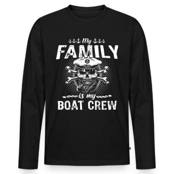 Capitaine Équipage du bateau - T-shirt manches longues Premium bio Homme - noir - Devant - Nico (187cm)