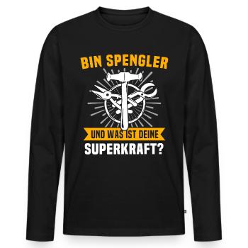 Spengler Bauspengler - Männer Premium Bio Langarmshirt - Schwarz - Vorne - Nico (187cm)