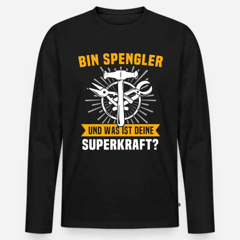 Spengler Bauspengler - Männer Premium Bio Langarmshirt - Schwarz
