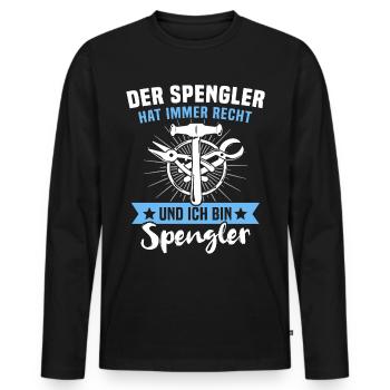Spengler Bauspengler - Männer Premium Bio Langarmshirt - Schwarz - Vorne - Nico (187cm)