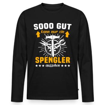 Spengler Bauspengler - Männer Premium Bio Langarmshirt - Schwarz - Vorne - Nico (187cm)