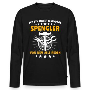 Spengler Bauspengler - Männer Premium Bio Langarmshirt - Schwarz - Vorne - Nico (187cm)
