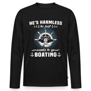 Captain Boat Sayings Boat Owner - Men's Premium Organic Long Sleeve Shirt - black - Front - Nico (187cm)