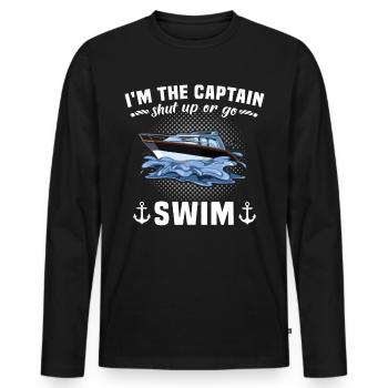 Captain Boat Sayings Boat Owner - Men's Premium Organic Long Sleeve Shirt - black - Front - Nico (187cm)
