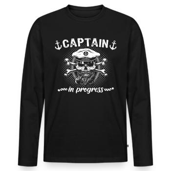 Captain Boat Sayings Boat Owner - Men's Premium Organic Long Sleeve Shirt - black - Front - Nico (187cm)