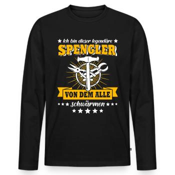 Spengler Beruf Bauspengler Sprüche - Männer Premium Bio Langarmshirt - Schwarz - Vorne - Nico (187cm)