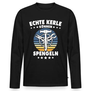 Spengler Beruf Bauspengler Sprüche - Männer Premium Bio Langarmshirt - Schwarz - Vorne - Nico (187cm)