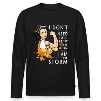 Rubans orange sensibilisation au cancer du rein - T-shirt manches longues Premium bio Homme - noir - Devant - Nico (187cm)