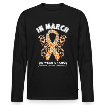 Rubans orange sensibilisation au cancer du rein - T-shirt manches longues Premium bio Homme - noir - Devant - Nico (187cm)