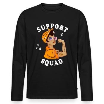Rubans orange sensibilisation au cancer du rein - T-shirt manches longues Premium bio Homme - noir - Devant - Nico (187cm)