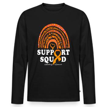 Rubans orange sensibilisation au cancer du rein - T-shirt manches longues Premium bio Homme - noir - Devant - Nico (187cm)