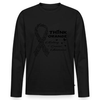 Rubans orange sensibilisation au cancer du rein - T-shirt manches longues Premium bio Homme - noir - Devant - Nico (187cm)