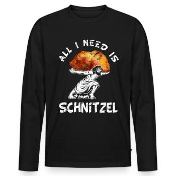 Schnitzellover- funny Jesus Schnitzel - Men's Premium Organic Long Sleeve Shirt - black - Front - Nico (187cm)