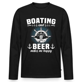Dictons du capitaine Beer Boat - T-shirt manches longues Premium bio Homme - noir - Devant - Nico (187cm)