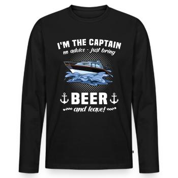 Dictons du capitaine Beer Boat - T-shirt manches longues Premium bio Homme - noir - Devant - Nico (187cm)