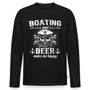 Dictons du capitaine Beer Boat - T-shirt manches longues Premium bio Homme - noir - Devant - Nico (187cm)