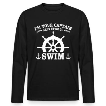 Captain Kapitän - Men's Premium Organic Long Sleeve Shirt - black - Front - Nico (187cm)