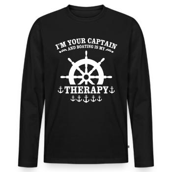 Captain Kapitän - Men's Premium Organic Long Sleeve Shirt - black - Front - Nico (187cm)