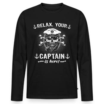Captain Kapitän - Men's Premium Organic Long Sleeve Shirt - black - Front - Nico (187cm)