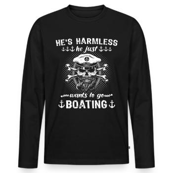 Captain Boat Captain - Men's Premium Organic Long Sleeve Shirt - black - Front - Nico (187cm)