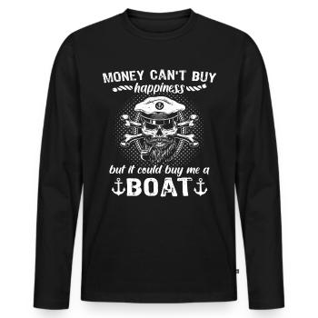 Captain Boat Captain - Men's Premium Organic Long Sleeve Shirt - black - Front - Nico (187cm)