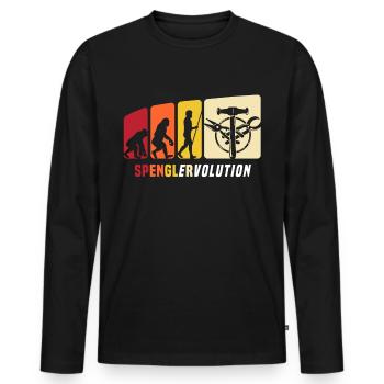 Bauspengler Evolution Spengler - Männer Premium Bio Langarmshirt - Schwarz - Vorne - Nico (187cm)