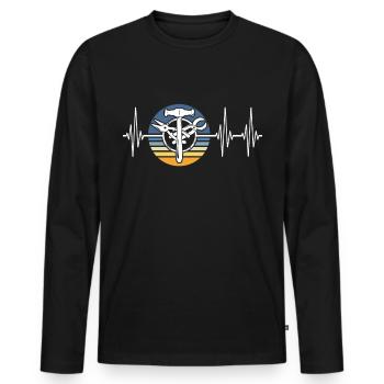 Building tinsmith ECG Spengler heart line - Men's Premium Organic Long Sleeve Shirt - black - Front - Nico (187cm)