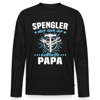 Spengler Papa Bauspengler Vater - Männer Premium Bio Langarmshirt - Schwarz - Vorne - Nico (187cm)