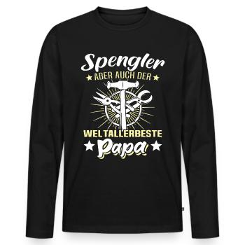 Spengler Papa Bauspengler Vater - Männer Premium Bio Langarmshirt - Schwarz - Vorne - Nico (187cm)