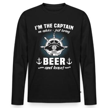 Capitaine Beer - T-shirt manches longues Premium bio Homme - noir - Devant - Nico (187cm)