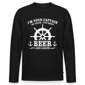 Capitaine Beer - T-shirt manches longues Premium bio Homme - noir - Devant - Nico (187cm)