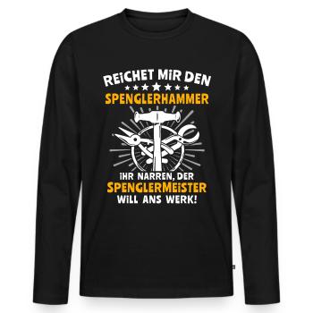 Spengler Spengeln Bauspengler - Männer Premium Bio Langarmshirt - Schwarz - Vorne - Nico (187cm)