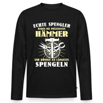 Spengler Spengeln Bauspengler - Männer Premium Bio Langarmshirt - Schwarz - Vorne - Nico (187cm)