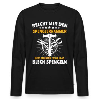 Spengler Spengeln Bauspengler - Männer Premium Bio Langarmshirt - Schwarz - Vorne - Nico (187cm)
