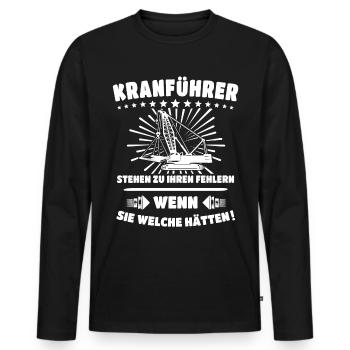 Kranfahrer Kranführer Kran - Männer Premium Bio Langarmshirt - Schwarz - Vorne - Nico (187cm)