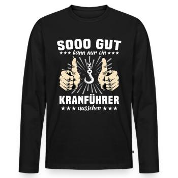 Kranfahrer Kranführer Kran - Männer Premium Bio Langarmshirt - Schwarz - Vorne - Nico (187cm)