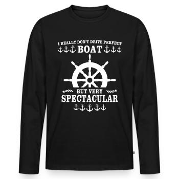 Capitaine de bateau licence bateau de sport - T-shirt manches longues Premium bio Homme - noir - Devant - Nico (187cm)