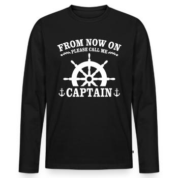 Capitaine de bateau licence bateau de sport - T-shirt manches longues Premium bio Homme - noir - Devant - Nico (187cm)
