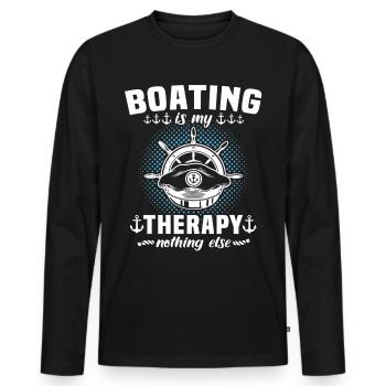 Captain Boating Therapy - Männer Premium Bio Langarmshirt - Schwarz - Vorne - Nico (187cm)