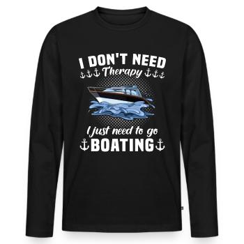 Captain Boating Therapy - Männer Premium Bio Langarmshirt - Schwarz - Vorne - Nico (187cm)