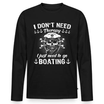 Captain Boating Therapy - Männer Premium Bio Langarmshirt - Schwarz - Vorne - Nico (187cm)