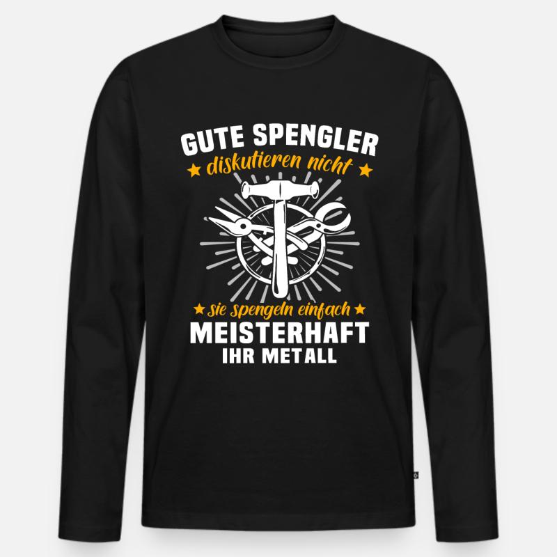 Spengler Beruf Bauspengler - Männer Premium Bio Langarmshirt - Schwarz