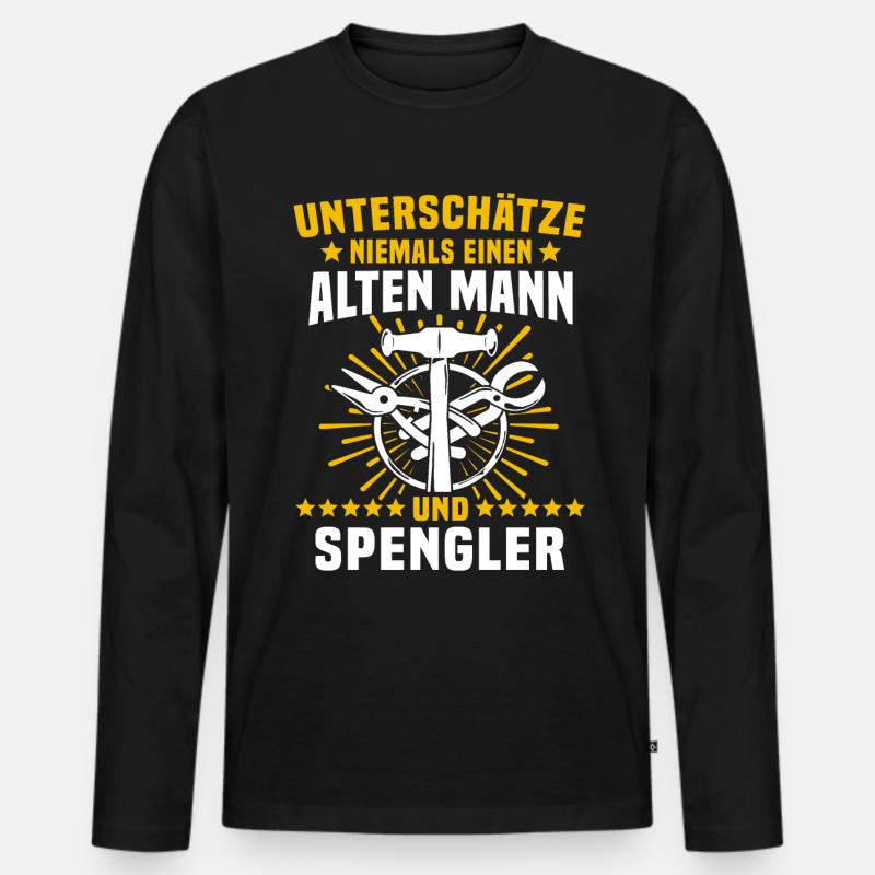 Spengler Beruf Bauspengler - Männer Premium Bio Langarmshirt - Schwarz