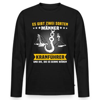 Kranführer Kran Kranfahrer - Männer Premium Bio Langarmshirt - Schwarz - Vorne - Nico (187cm)