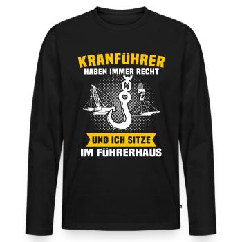 Kranführer Kran Kranfahrer - Männer Premium Bio Langarmshirt - Schwarz - Vorne - Nico (187cm)