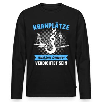 Kranführer Kran Kranfahrer - Männer Premium Bio Langarmshirt - Schwarz - Vorne - Nico (187cm)