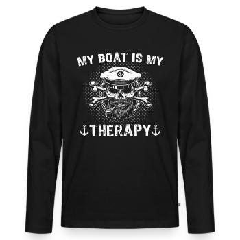 Kapitän Boot Bateau Capitaine - T-shirt manches longues Premium bio Homme - noir - Devant - Nico (187cm)